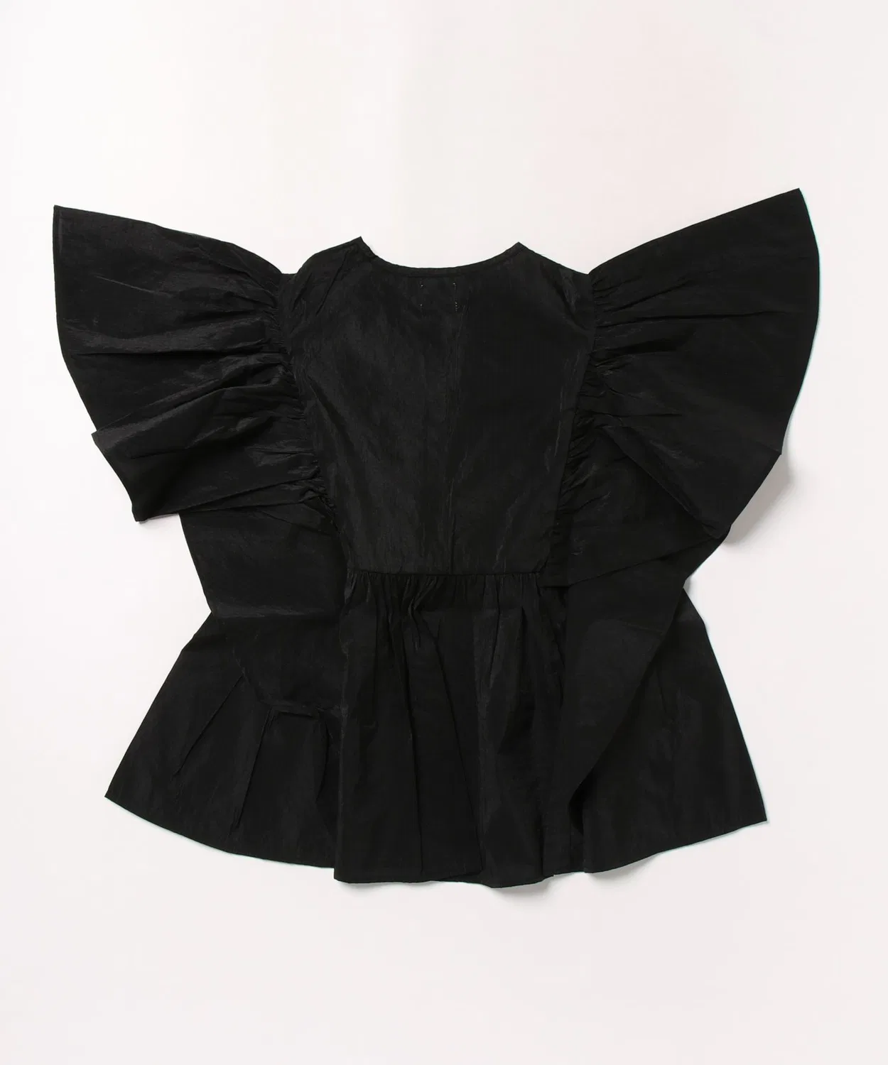 Детская блузка с рукавом-бабочкой из прозрачной тафты с логотипом GROOVY COLORS, Black — фото 3