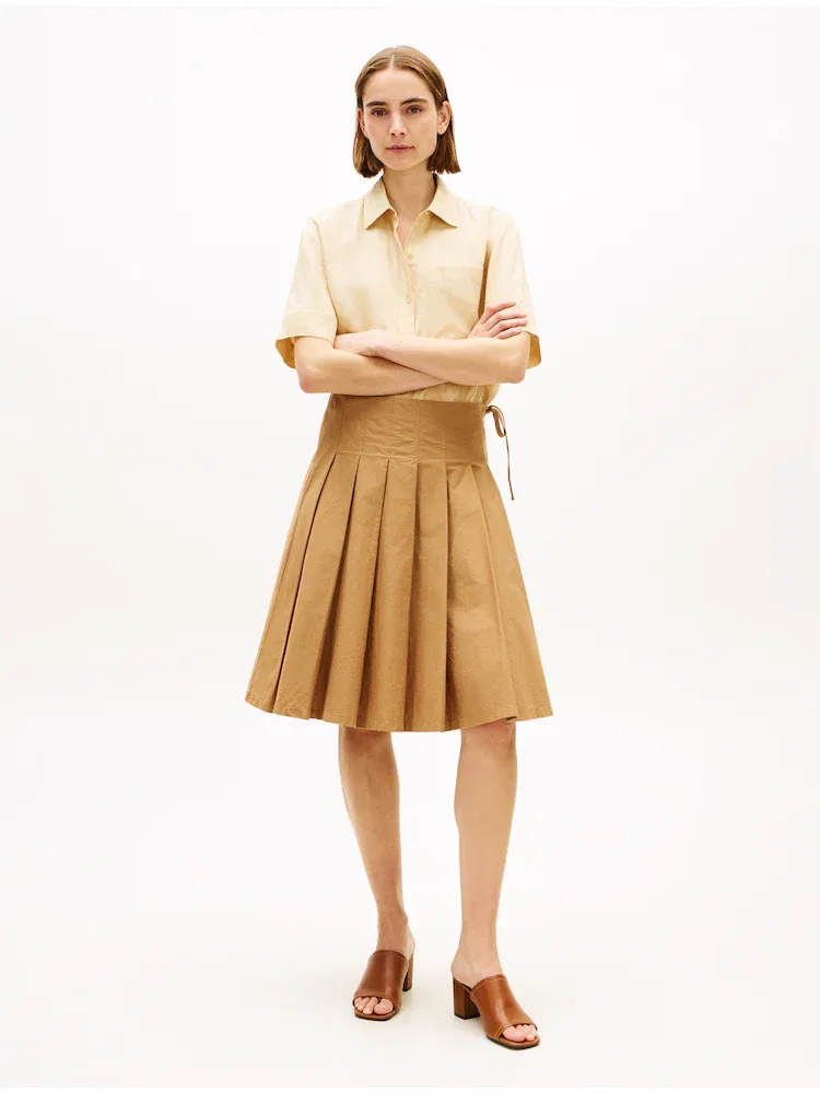 Юбка миди плиссированная с лентой TOMMY HILFIGER, Ochre