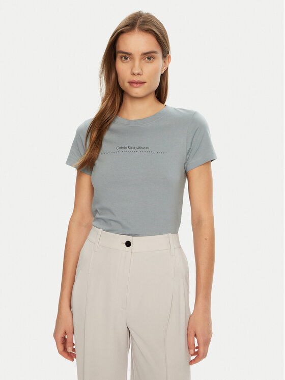 

Облегающая футболка Institutional Graphic J20J224990 Calvin Klein Jeans, серый