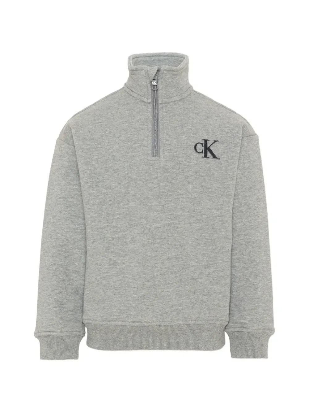 Толстовка с вышитым логотипом и короткой молнией Calvin Klein Kids, серый