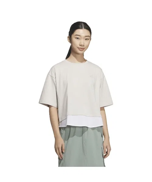 Женская футболка свободного кроя с длинным рукавомLayered Adidas, Бежевый