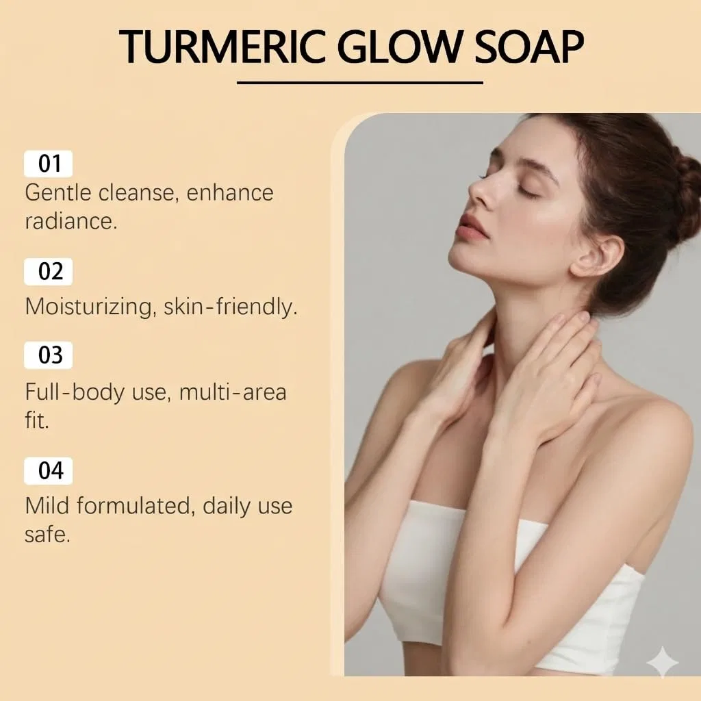 Твердое мыло Kurkuma Glow, отшелушивающее, с куркумой, 100 г, 6 шт, 6PCS Hnyxeqjl — фото 2