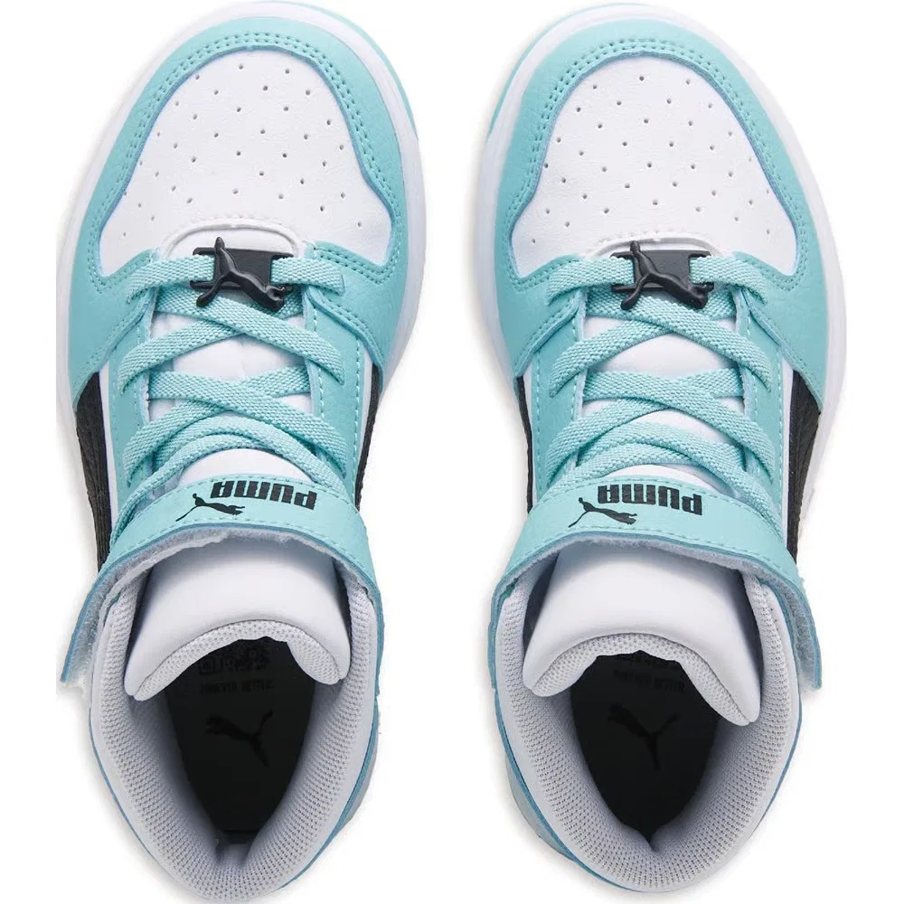 Детские высокие кроссовки Puma, White/Blue/Black — фото 4