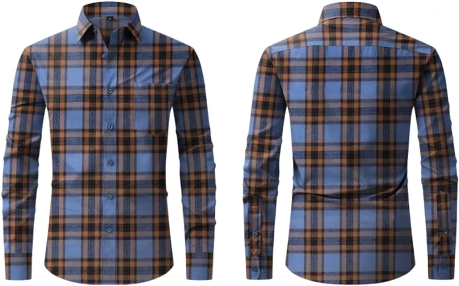 Мужская фланелевая рубашка с длинным рукавом, модель Checkered Shacket, синий — фото 2
