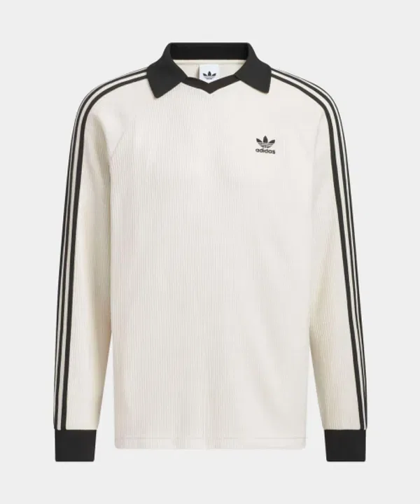 Футболка-поло с длинным рукавом вафельная, Adidas, белый