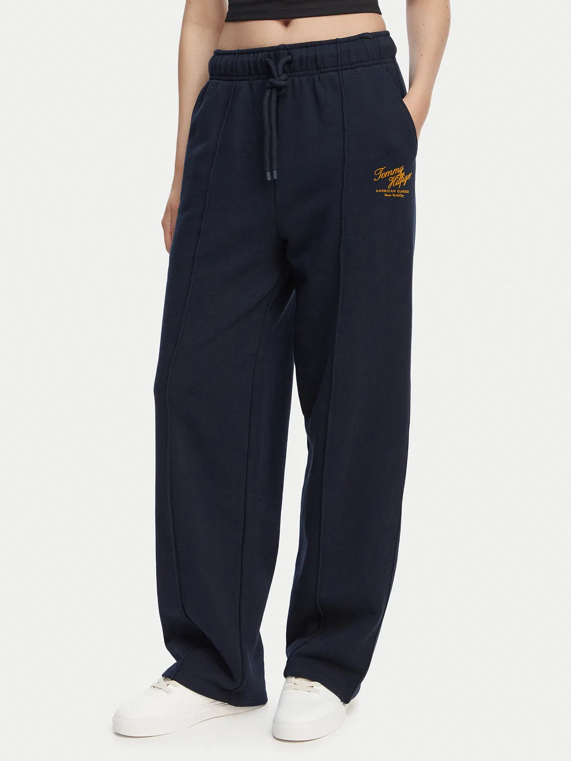 Женские спортивные брюки свободного кроя Logo Exaggerated Seam Tommy Hilfiger, темно-синий