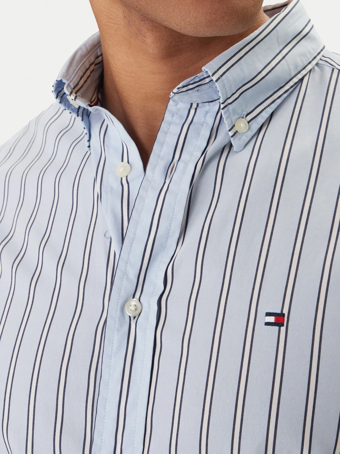 Мужская рубашка небесно-голубая стандартного кроя Tommy Hilfiger, голубой — фото 4