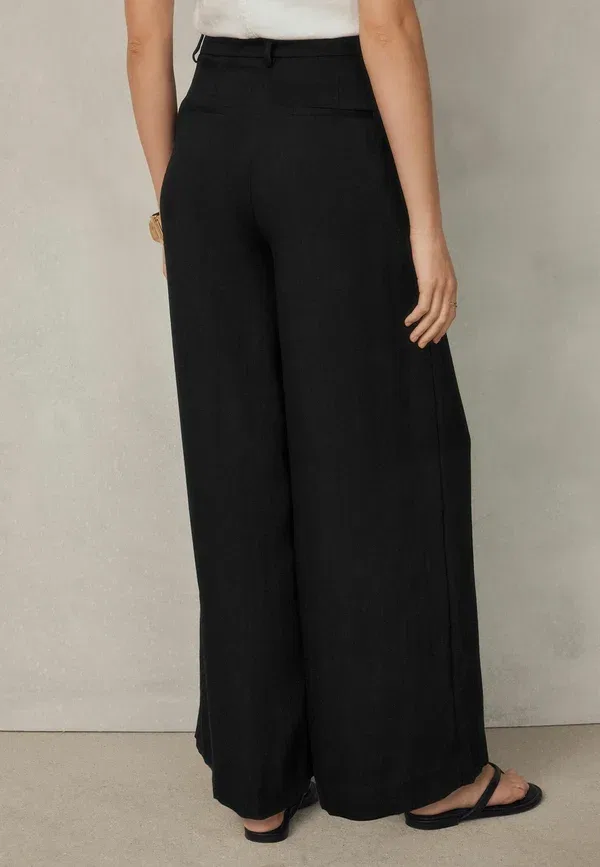 Брюки свободного кроя Petite fit - crinkle palazzo trousers Next, черный