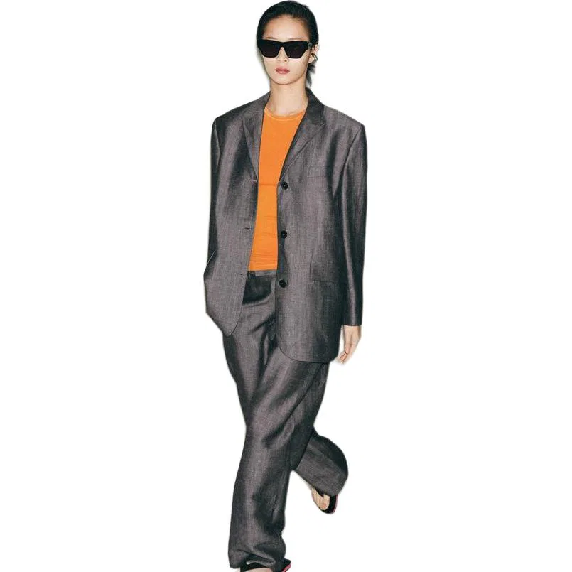 Деловой костюм с лацканами серый ZARA, Gray — фото 4