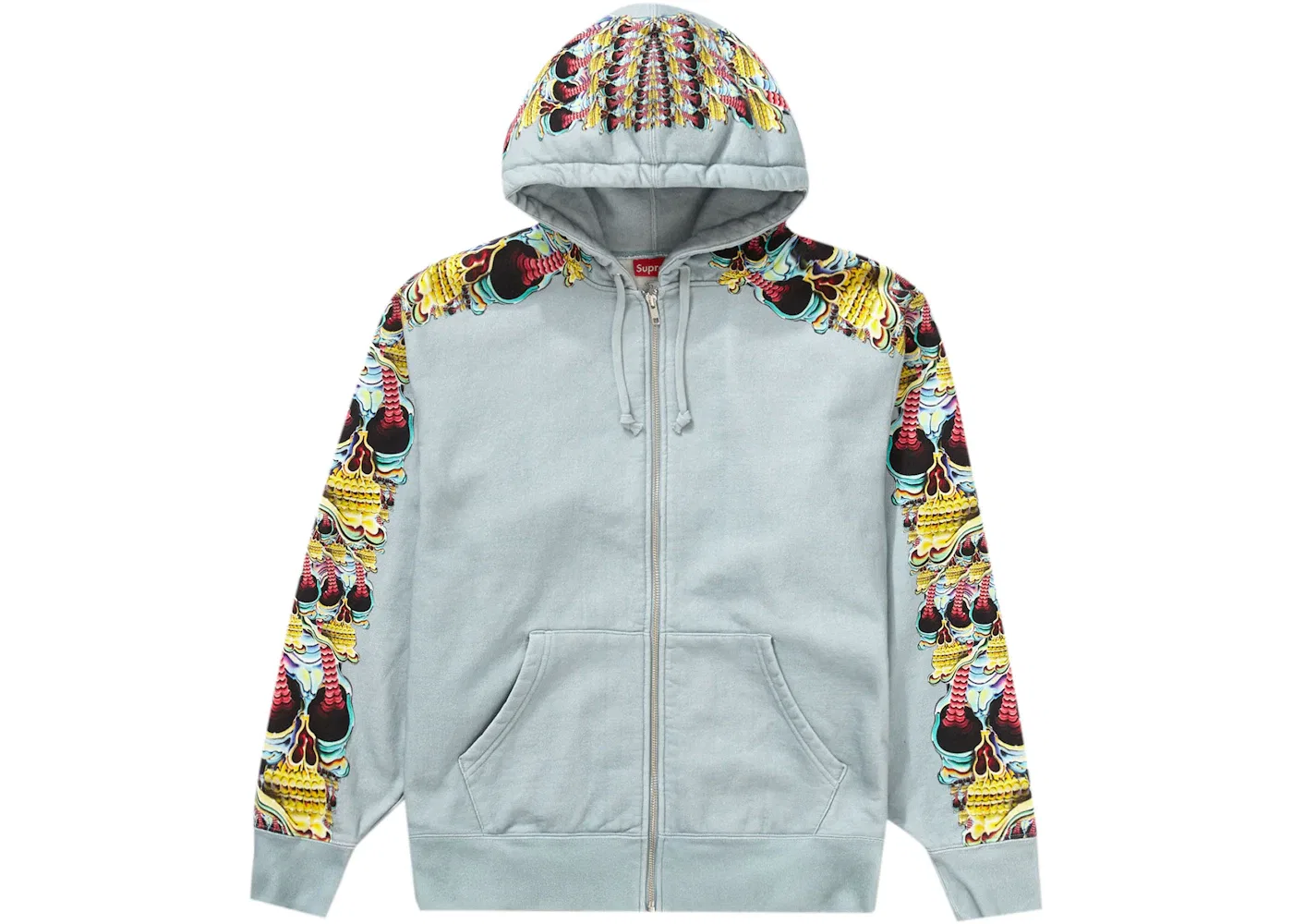 Мужская худи на молнии с принтом Supreme Sweatshirt, Light Slate