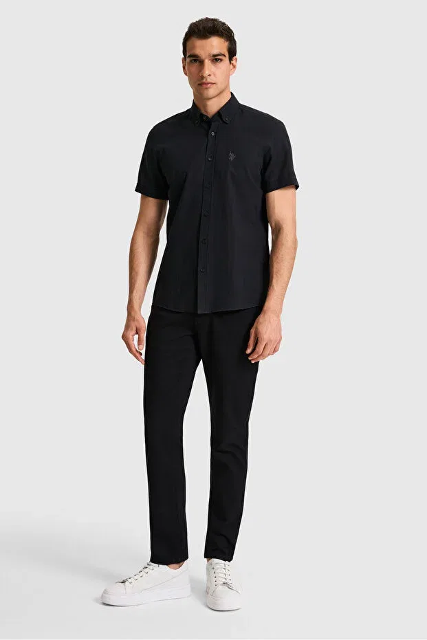 Мужская рубашка с коротким рукавом хлопковая U.S. Polo Assn., Black — фото 4