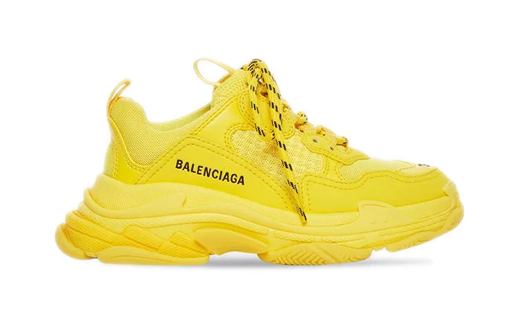 Детские кроссовки Balenciaga Triple S Low top, с принтом, Yellow — фото 3