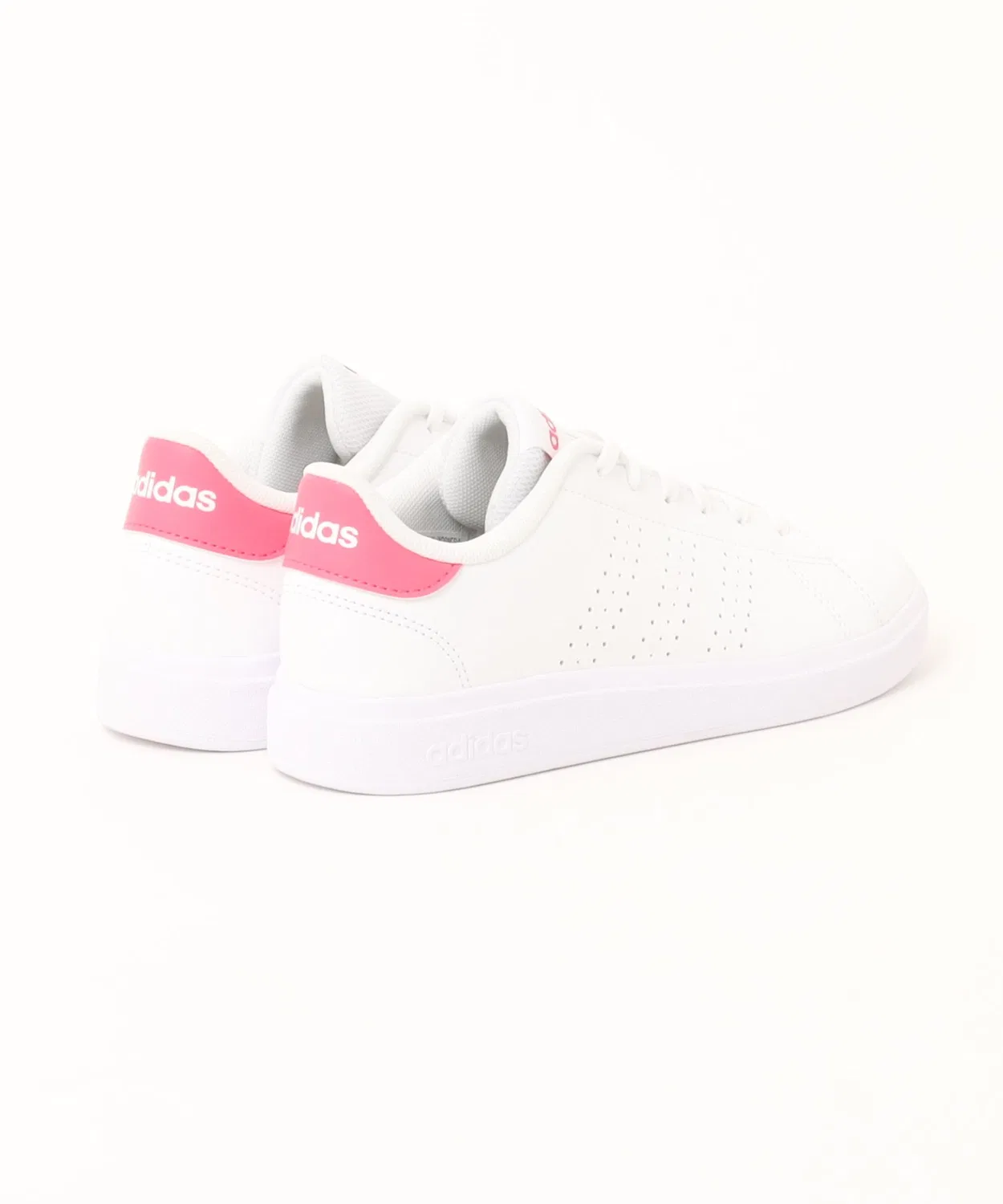 Детские кроссовки с перфорированными полосками Adidas Advancourt Base 2.0 J, White/Pink — фото 2