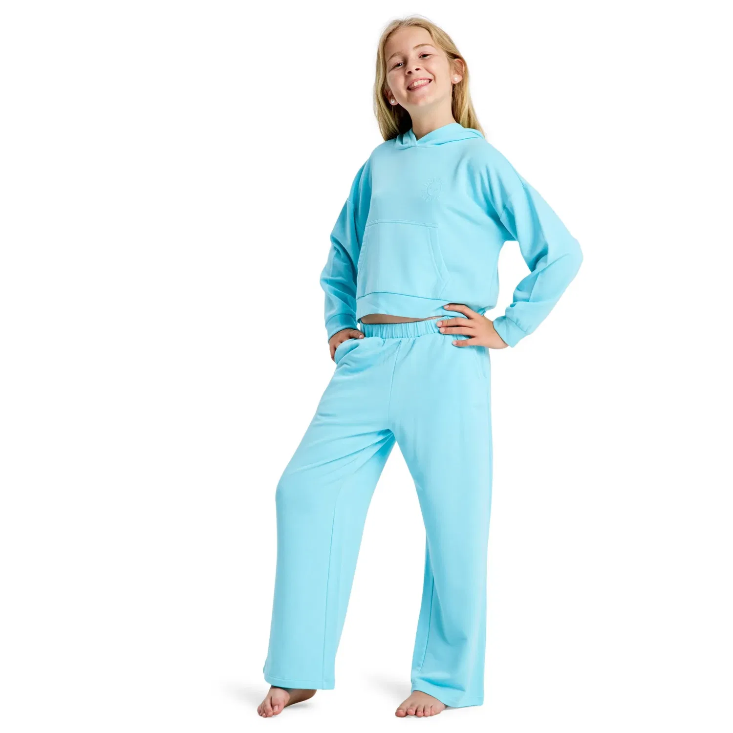 Детские спортивные штаны для девочек с принтом Surfing By Sunlight Roxy, Azul Claro — фото 4