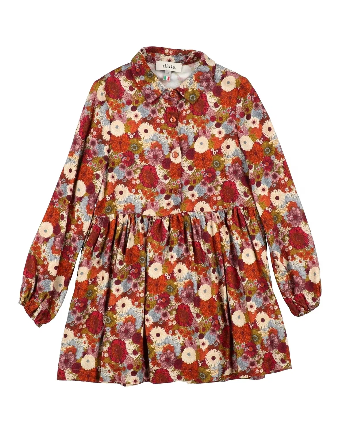 Детская блузка для девочек с цветочным принтом Dixie, красно-оранжевый