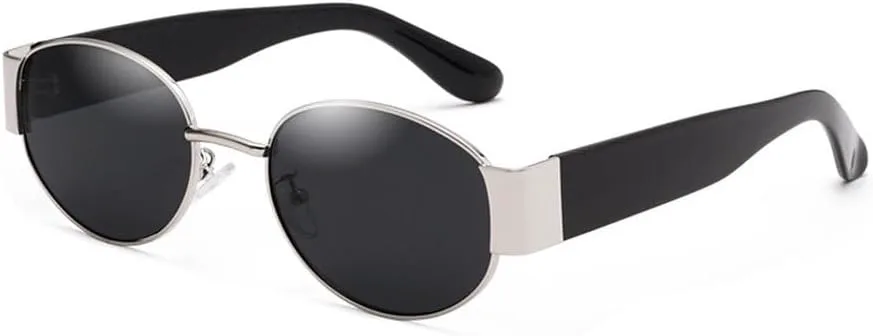 

Модные винтажные овальные солнцезащитные очки для мужчин и женщин, ретро круглые солнцезащитные очки в стиле стимпанк для мужчин и женщин TKKTLLT, C2 Silver Black