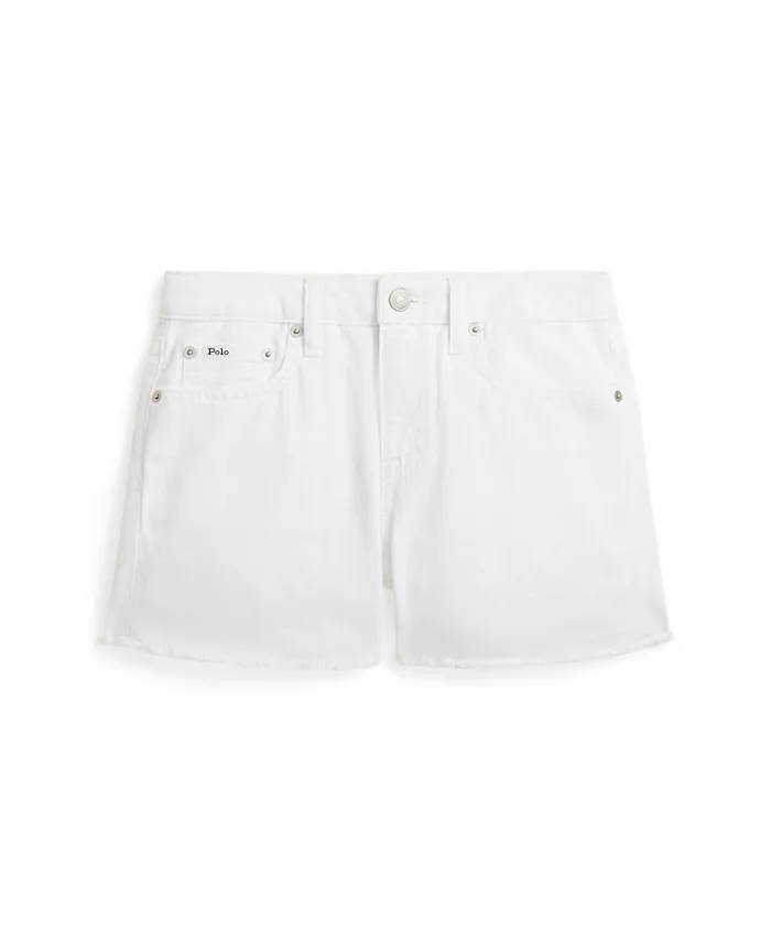 

Шорты джинсовые рваные из хлопка Big Girls Polo Ralph Lauren, белый