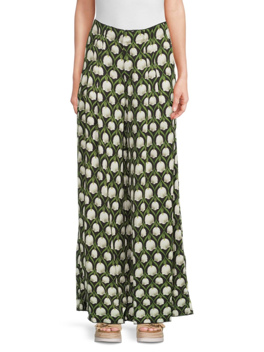 

Широкие брюки с плиссировкой и принтом Pinon Perla Agua by Agua Bendita, цвет Multicolor