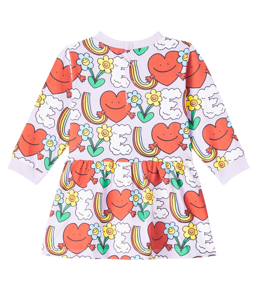 Платье из хлопкового джерси Baby Rainbow Love Stella McCartney Kids, Viola/Multicolor — фото 2