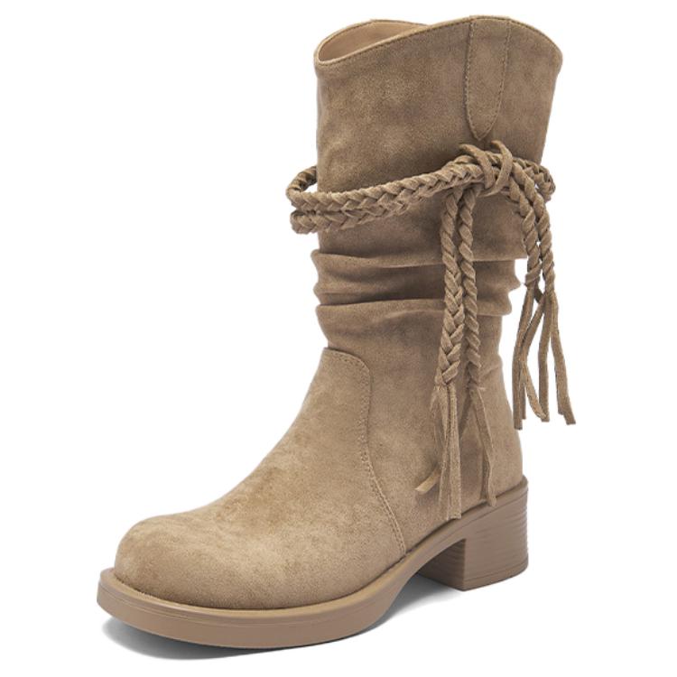 AGSDON Женские полусапожки каштановые хаки, цвет Khaki — фото 2