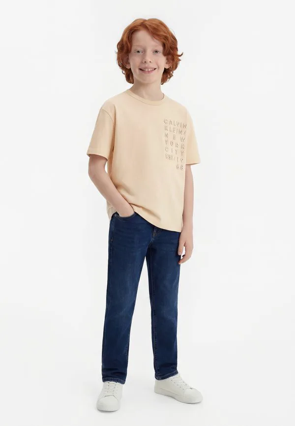 Футболка с квадратным логотипом Calvin Klein Jeans, Oatmeal