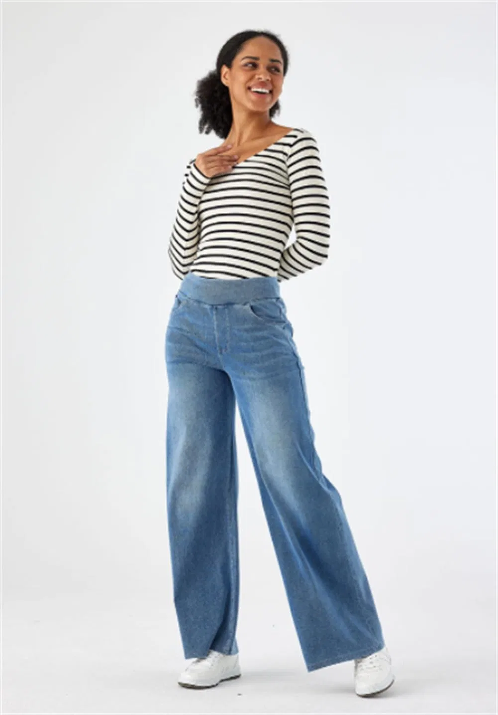 Джинсы Wide Leg, Light Blue — фото 4
