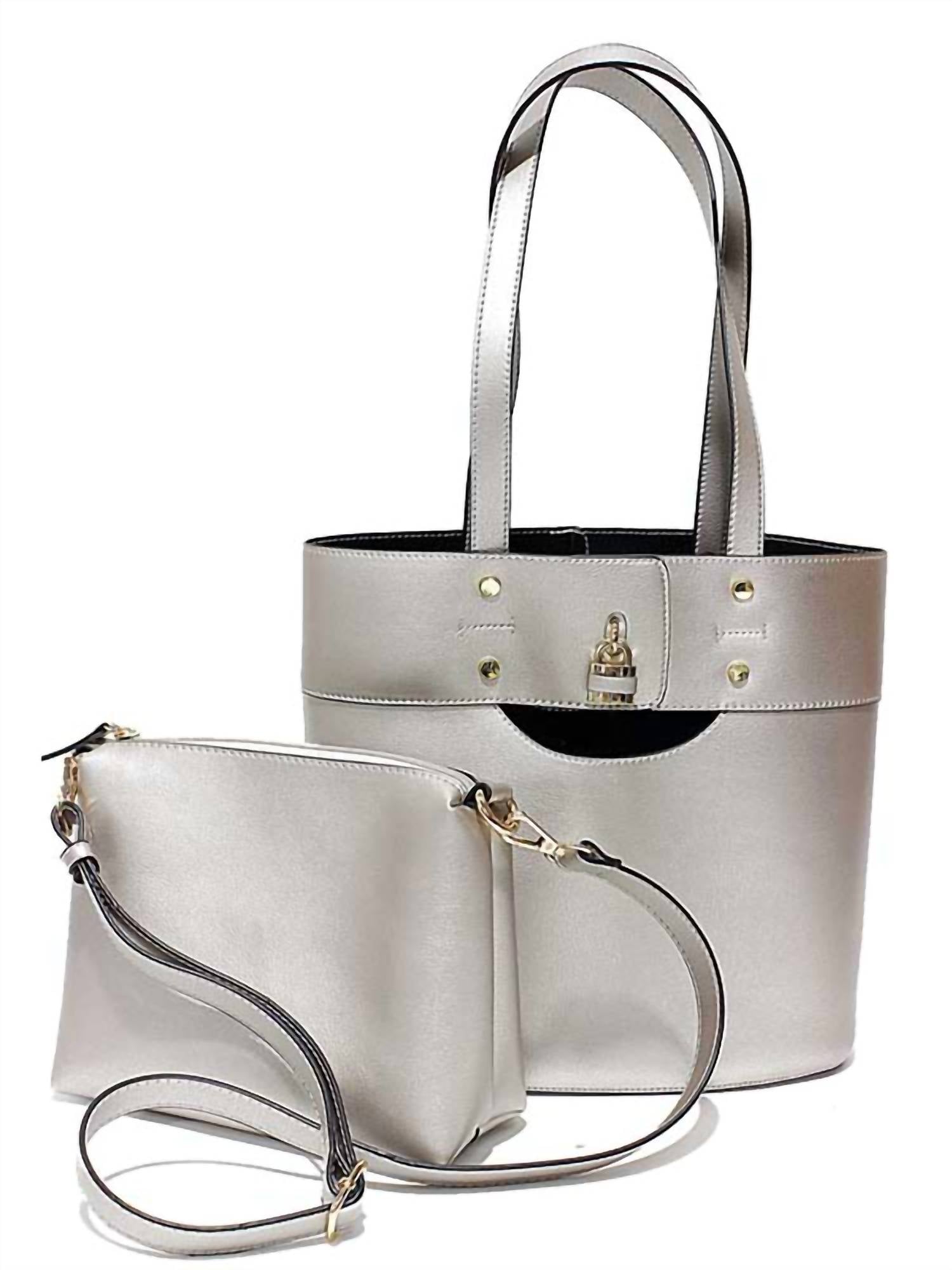 

MC Handbags Женская сумка-тоут с передней пряжкой, серебристого цвета