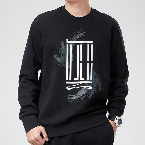 Толстовка adidas Wj Swt Logo Printing Sports Round Neck Pullover Black, черный — фото 3