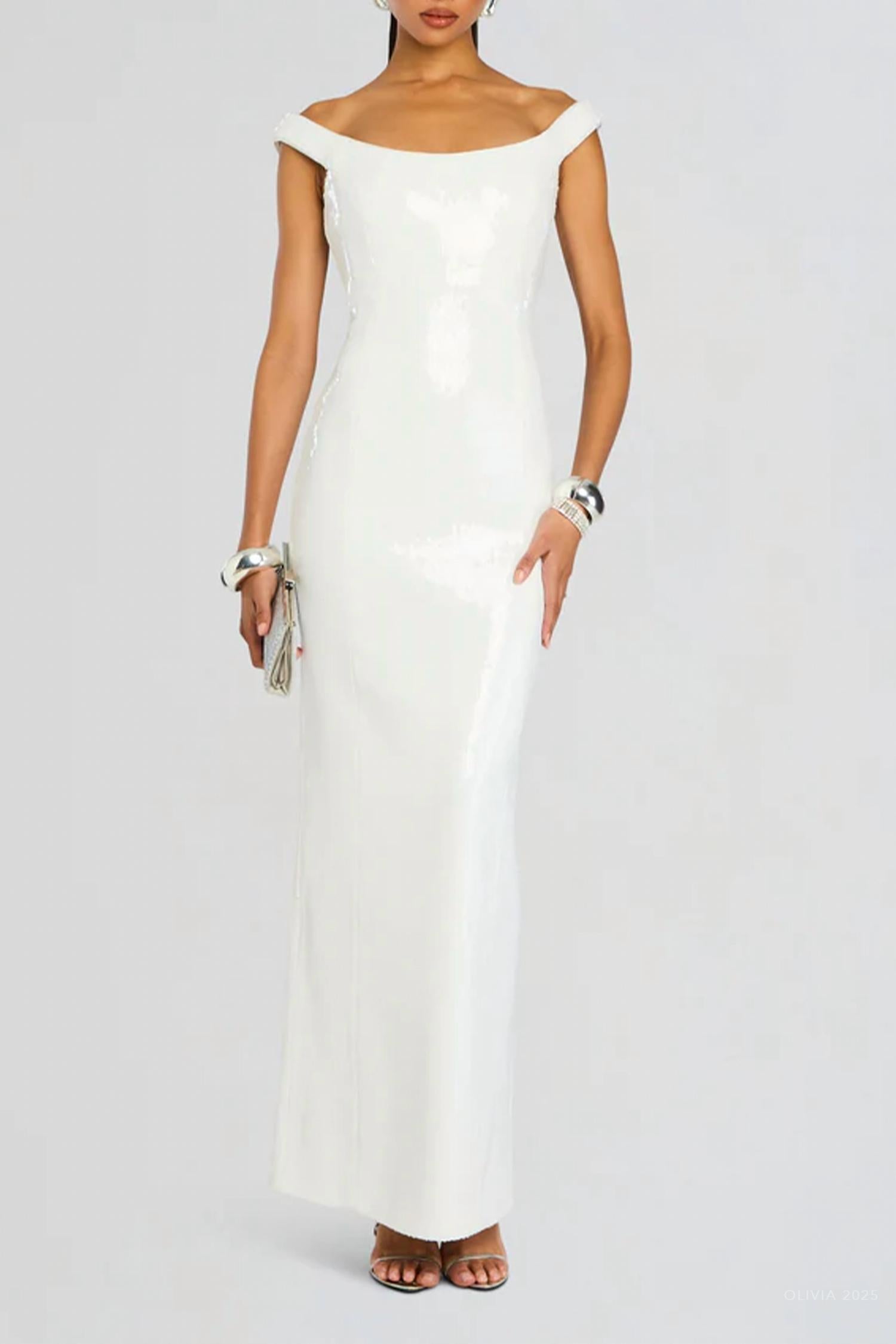 

Джазмина платье с пайетками в белом цвете Retrofete