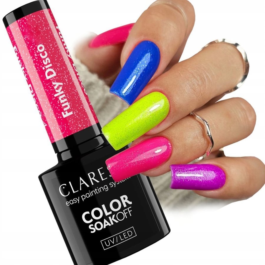 

Claresa Funky Disco Hybrid лак для ногтей с блестками Neons Puderek