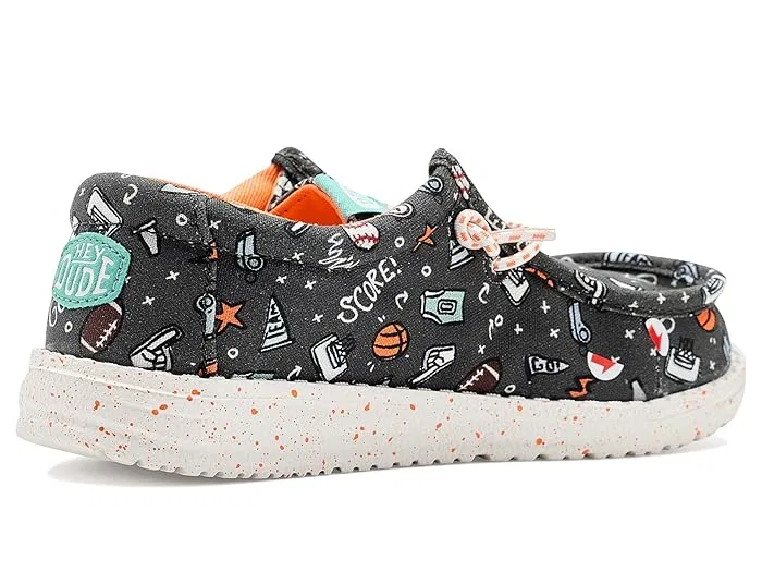 Кроссовки с принтом Wally Print Hey Dude Kids, Black/Multi — фото 4