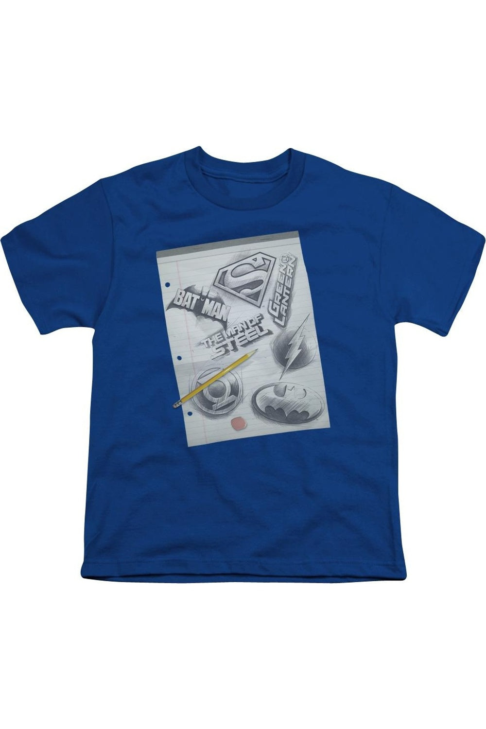 

Футболка с коротким рукавом для подростков с логотипом DC Comics и линованным принтом Gildan, синий