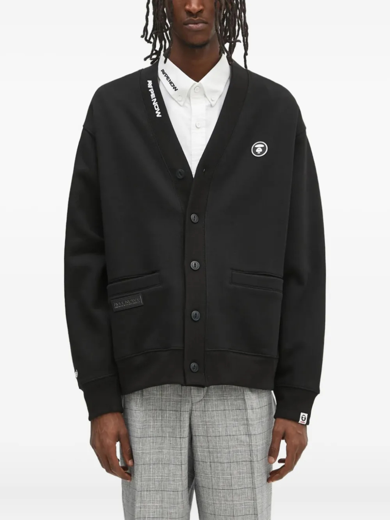 

Кардиган на пуговицах с логотипом Moonface от AAPE BY *A BATHING APE, черный
