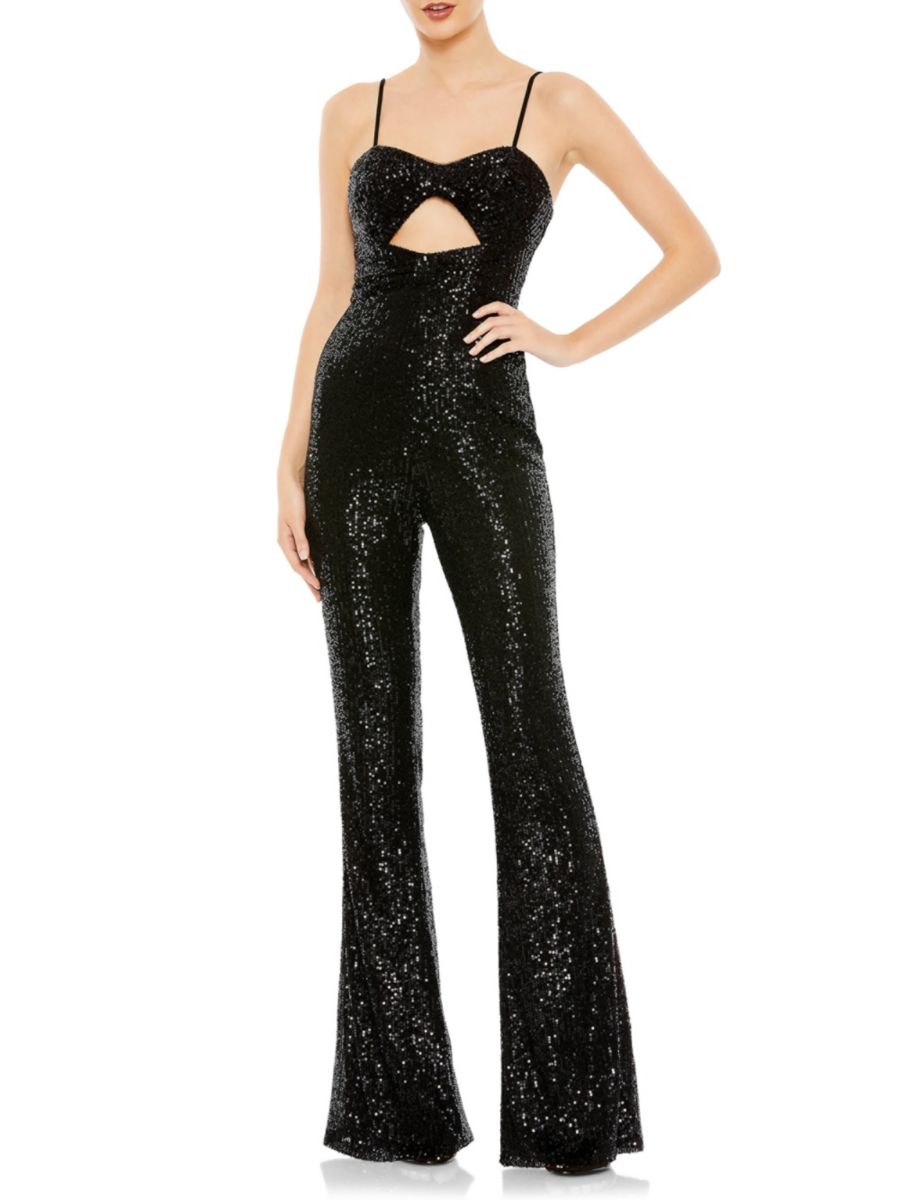 

Комбинезон с вырезом из пайеток Mac Duggal, черный