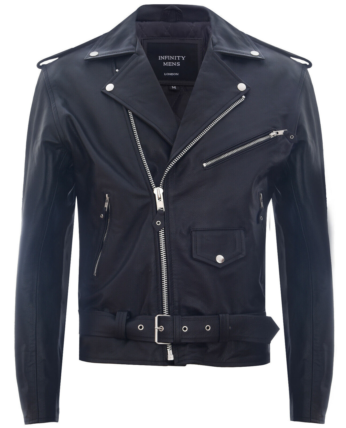

Мотоциклетная куртка brando в стиле рок-байкер из кожи Infinity Leather, черный