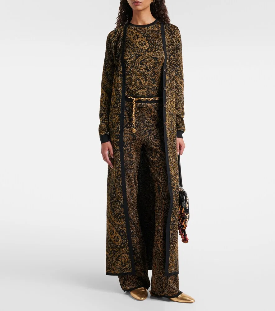 Майка из шерстяной смеси с узором пейсли Etro, черный — фото 2