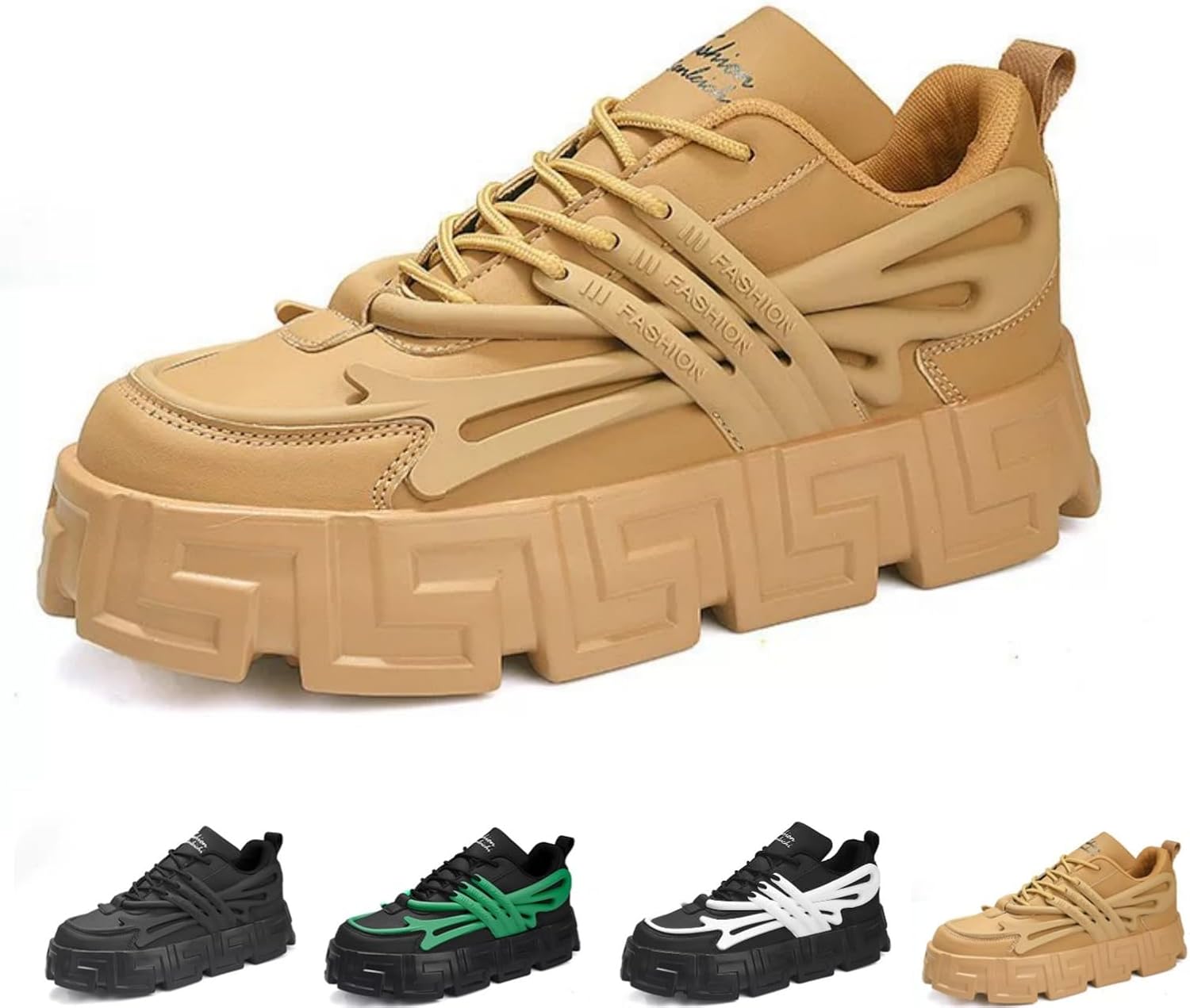 

Мужские ретро-кроссовки MACEFIL, модные массивные кроссовки с эффектом увеличения роста, повседневная обувь, стильные 'папины' кроссовки для мужчин, Camel