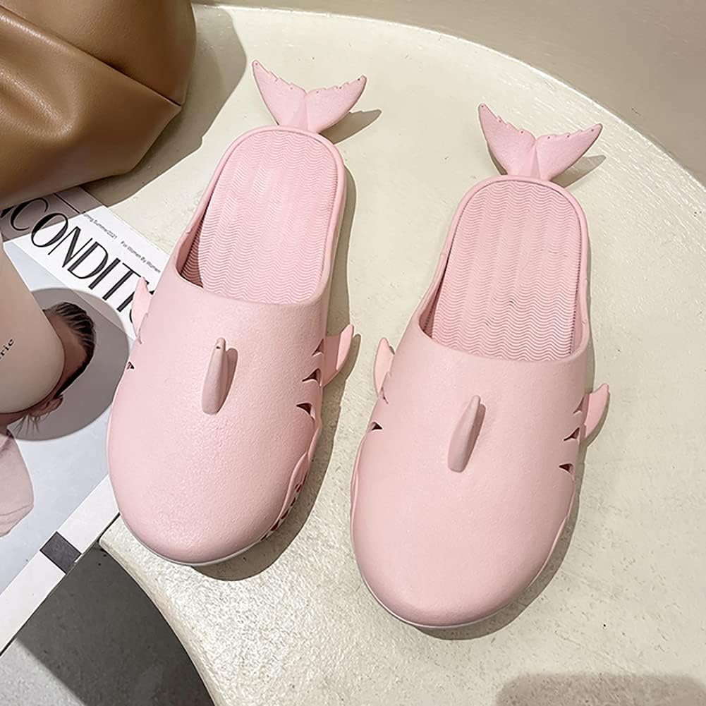 Тапочки в виде акул - унисекс тапочки с рыбками для мужчин и женщин - забавная обувь для пляжных вечеринок на открытом воздухе Terasaki, розовый — фото 4