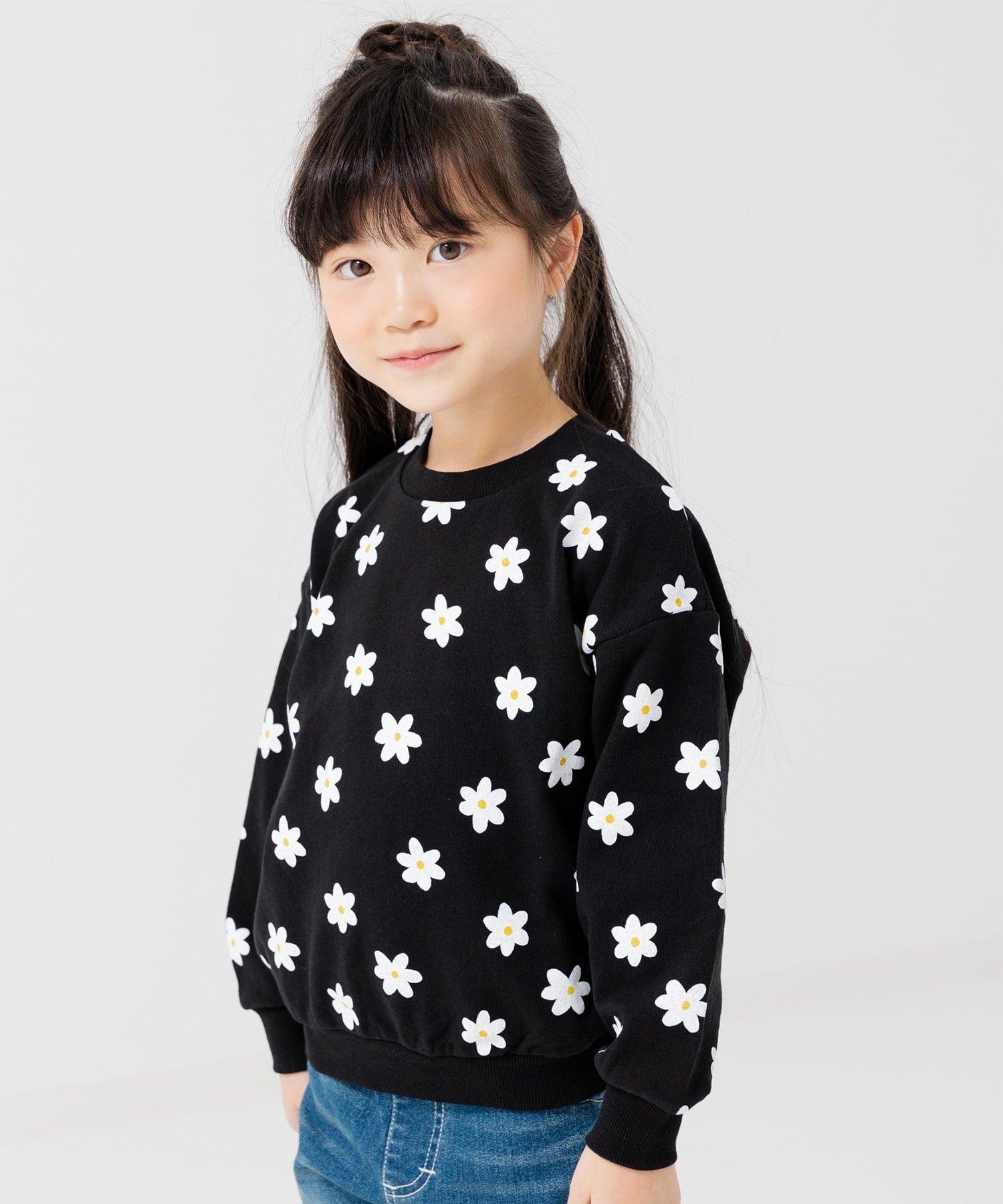 Флисовая толстовка из 100% хлопка с принтом по всей поверхности. Chil2, D Flower/Black