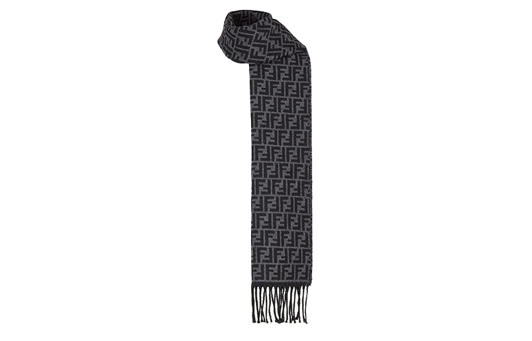 FENDI Вязаный шарф мужской черно-серый, Black/Gray — фото 2