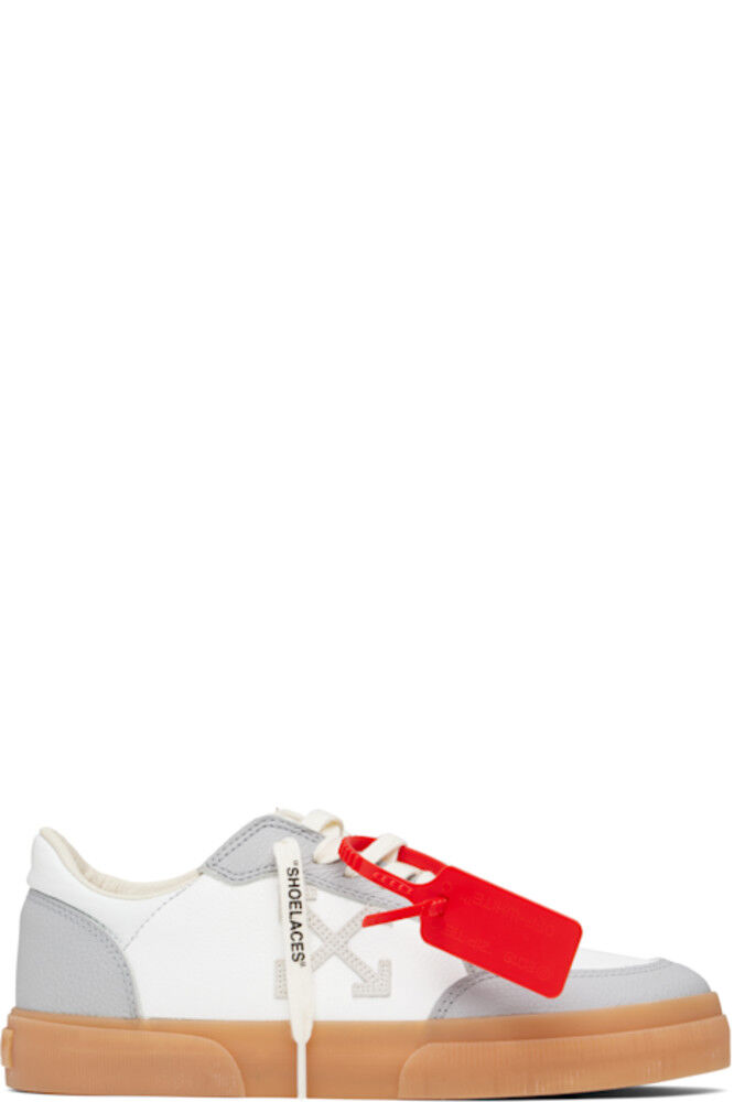 

Белые и серые новые низкие кроссовки из вулканизированной кожи Off-White