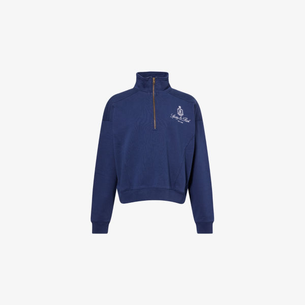 

Вендом свитшот с высоким воротником из хлопкового джерси Sporty & Rich, синий