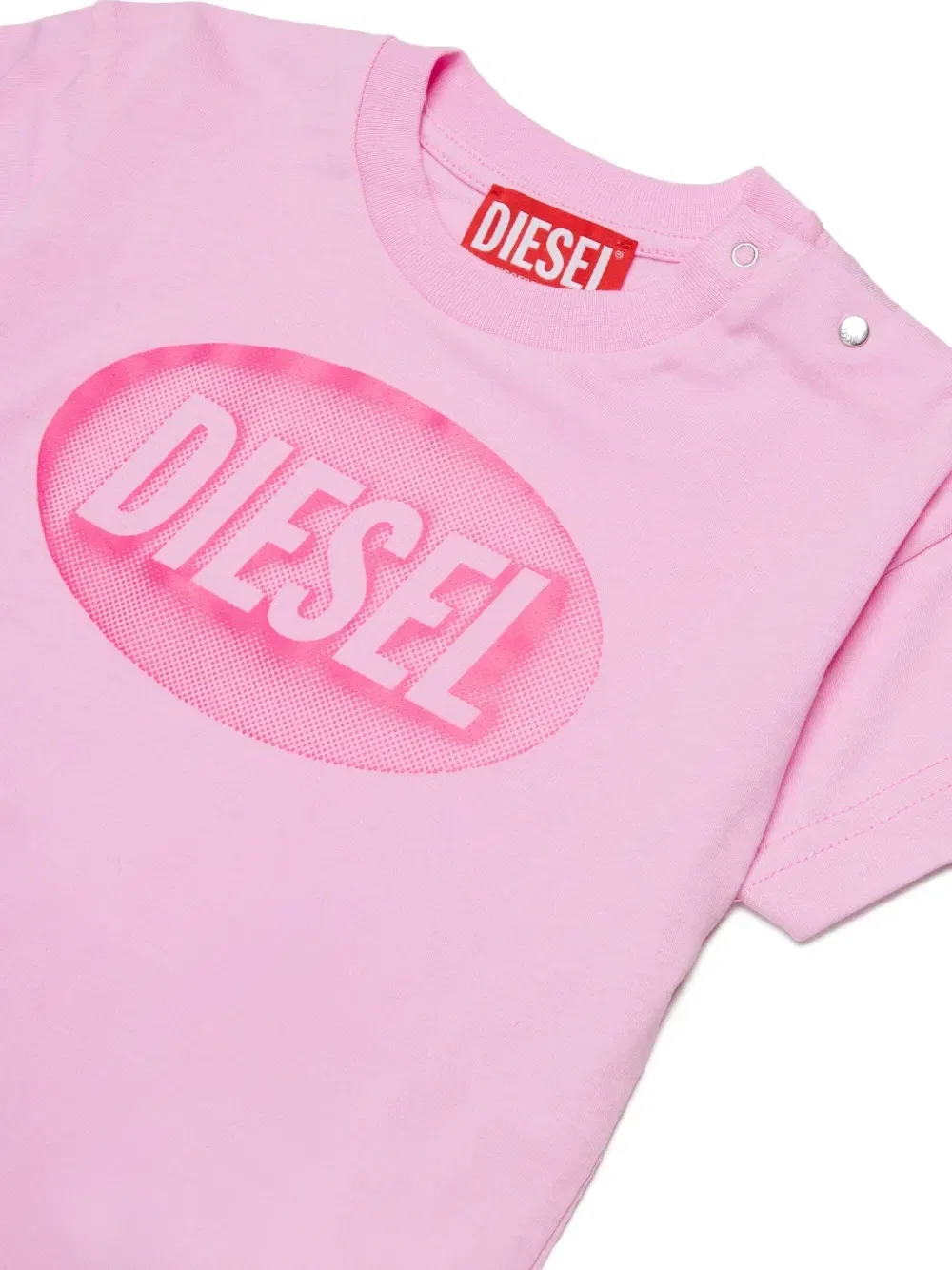 Футболка с логотипом на кнопках Diesel Kids, розовый — фото 3