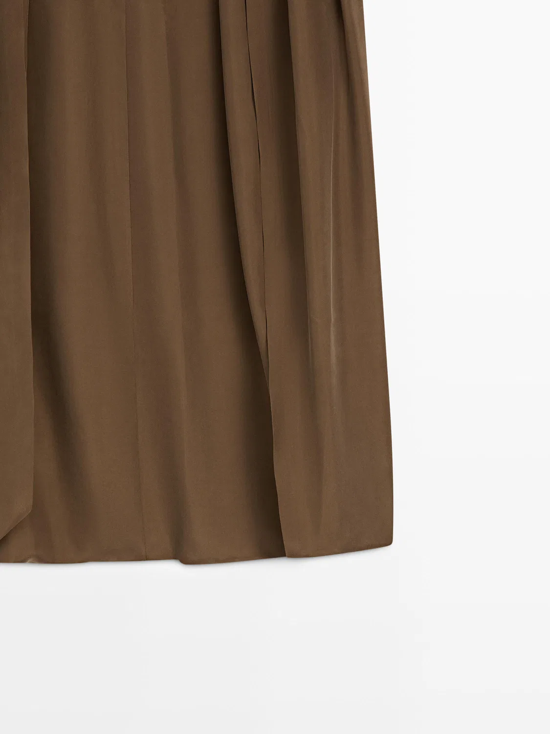 Юбка миди из 100% шелка со сборками - studio Massimo Dutti, Caramel — фото 3