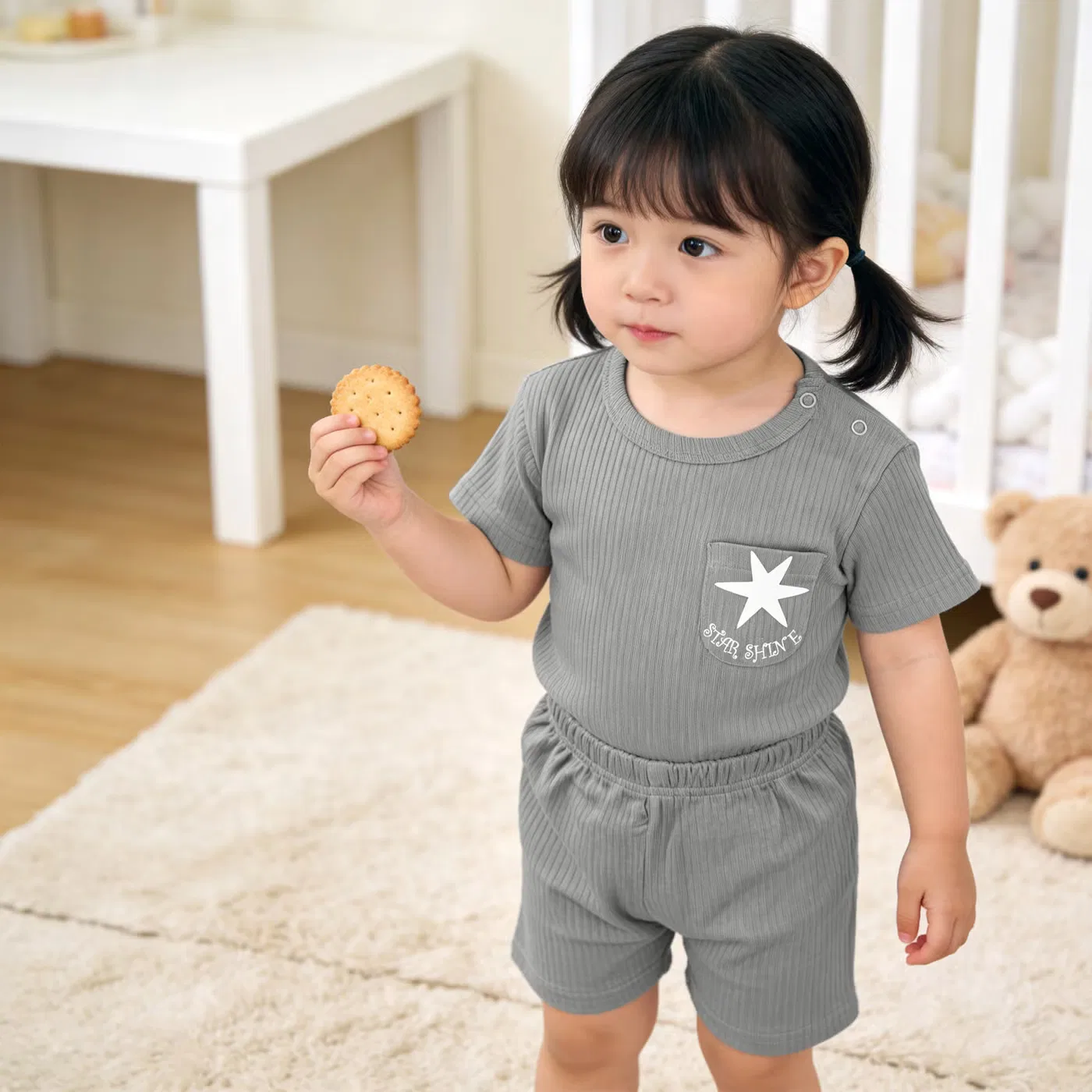 Комплект футболка с коротким рукавом и шорты, Babies Basic, синий — фото 3