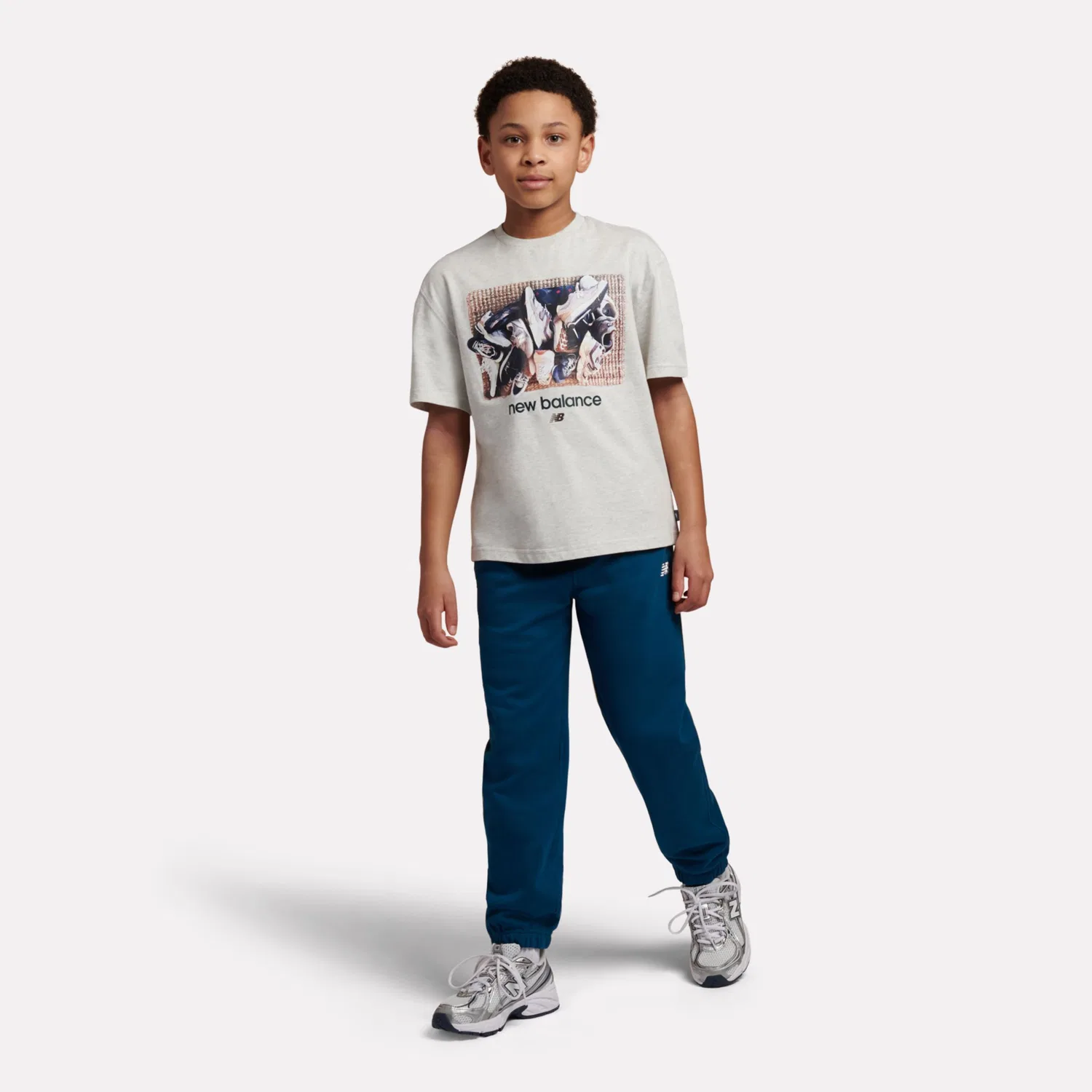 Детская футболка с принтом Welcome Home Graphic New Balance, Ash Heather — фото 2