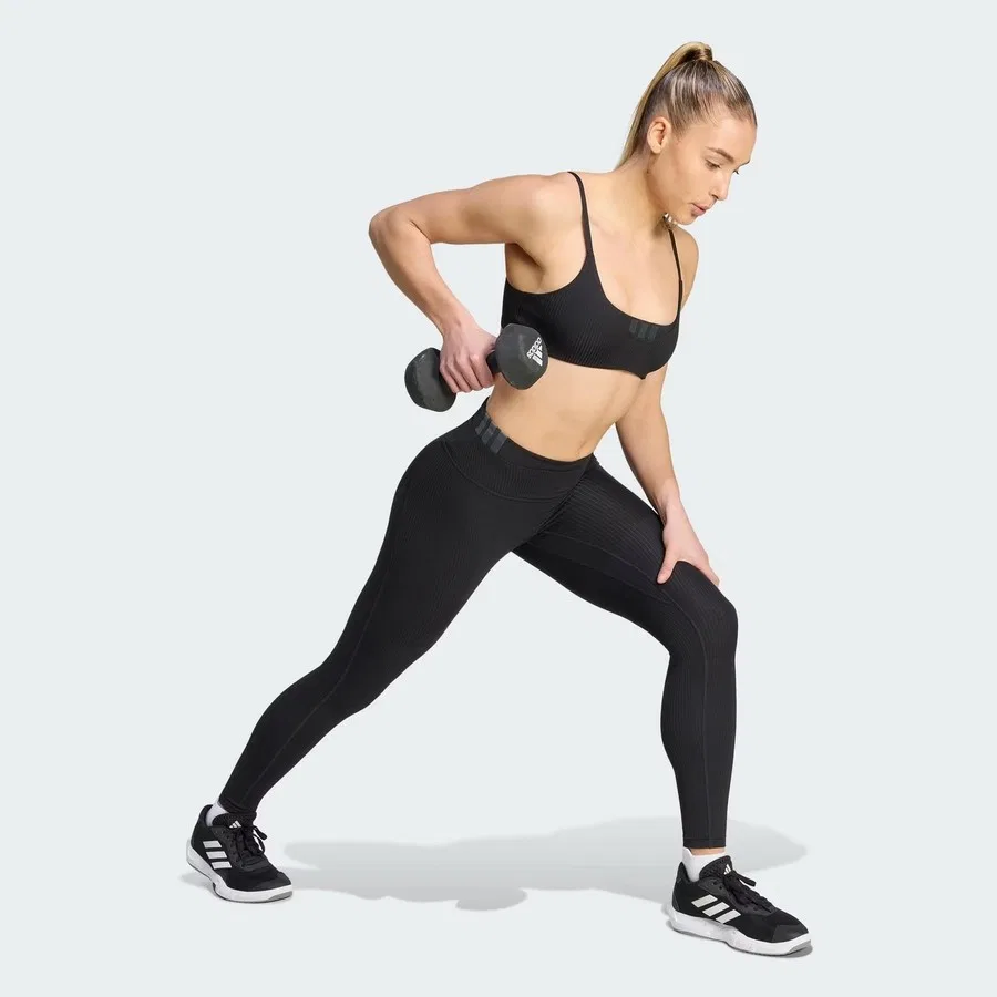 Женские леггинсы с высокой посадкой All Me Rib adidas, Черный — фото 3