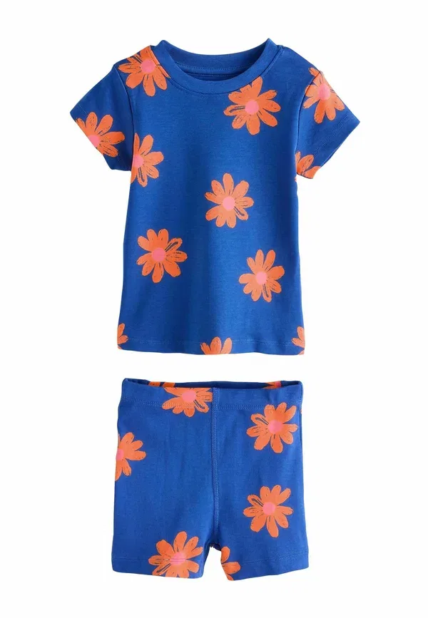 Комплект пижам короткий с цветочным принтом Regular fit - short pyjamas 3 pack Next, Blue/Orange Floral, оранжевый — фото 3