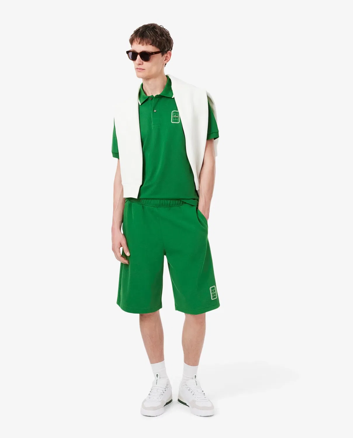 Поло мужское Lacoste с принтом, Verde — фото 4