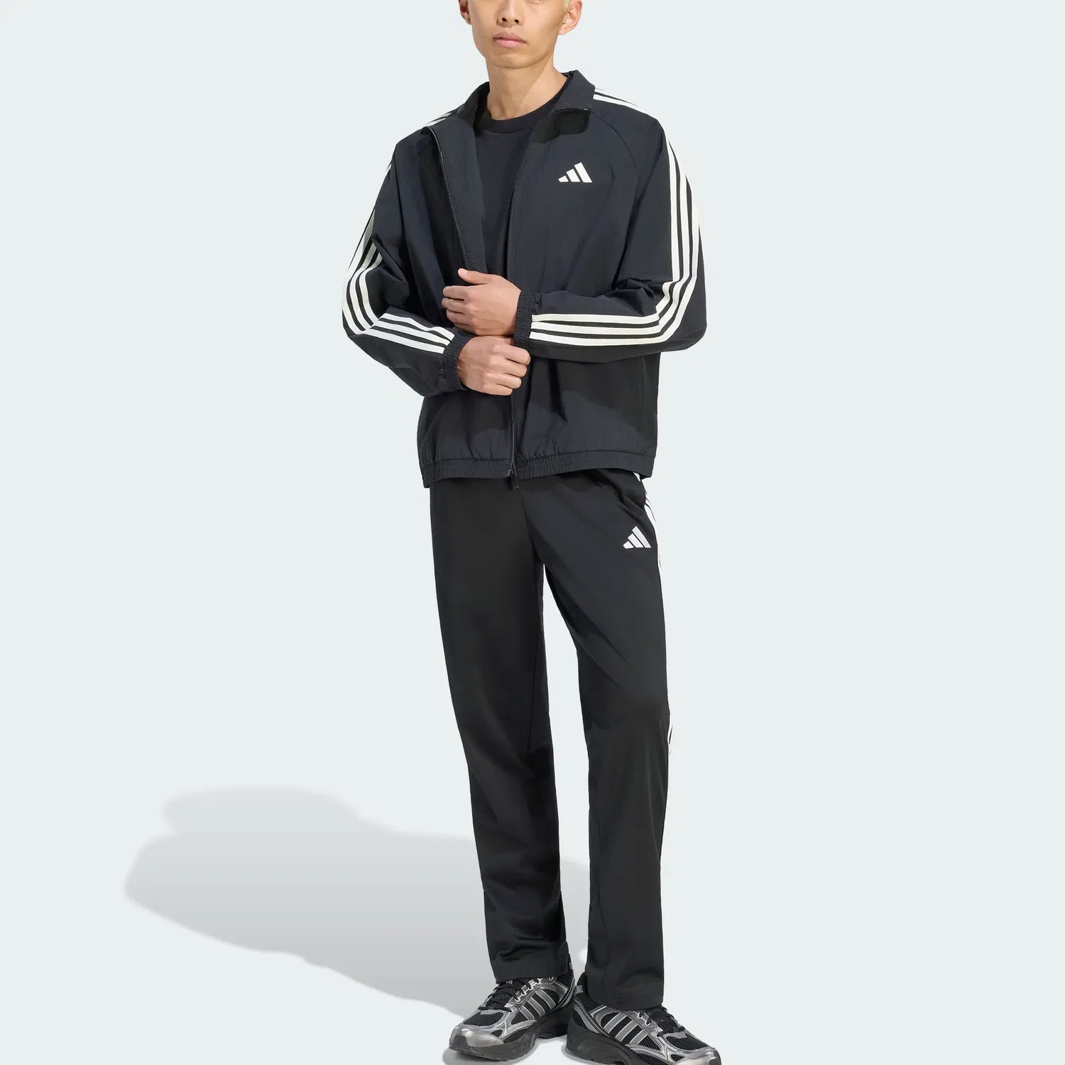 Мужская куртка с воротником-стойкой Black Stand Collar Moderate Adidas, Black — фото 3